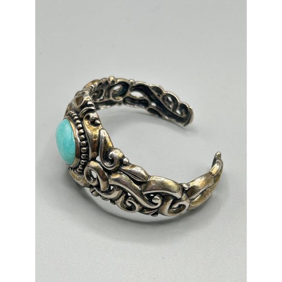 Carolyn Pollack Cuff Bracelet Relios Sterling Silver Bracelet Blue Larimar Stone - Picture 8 of 12